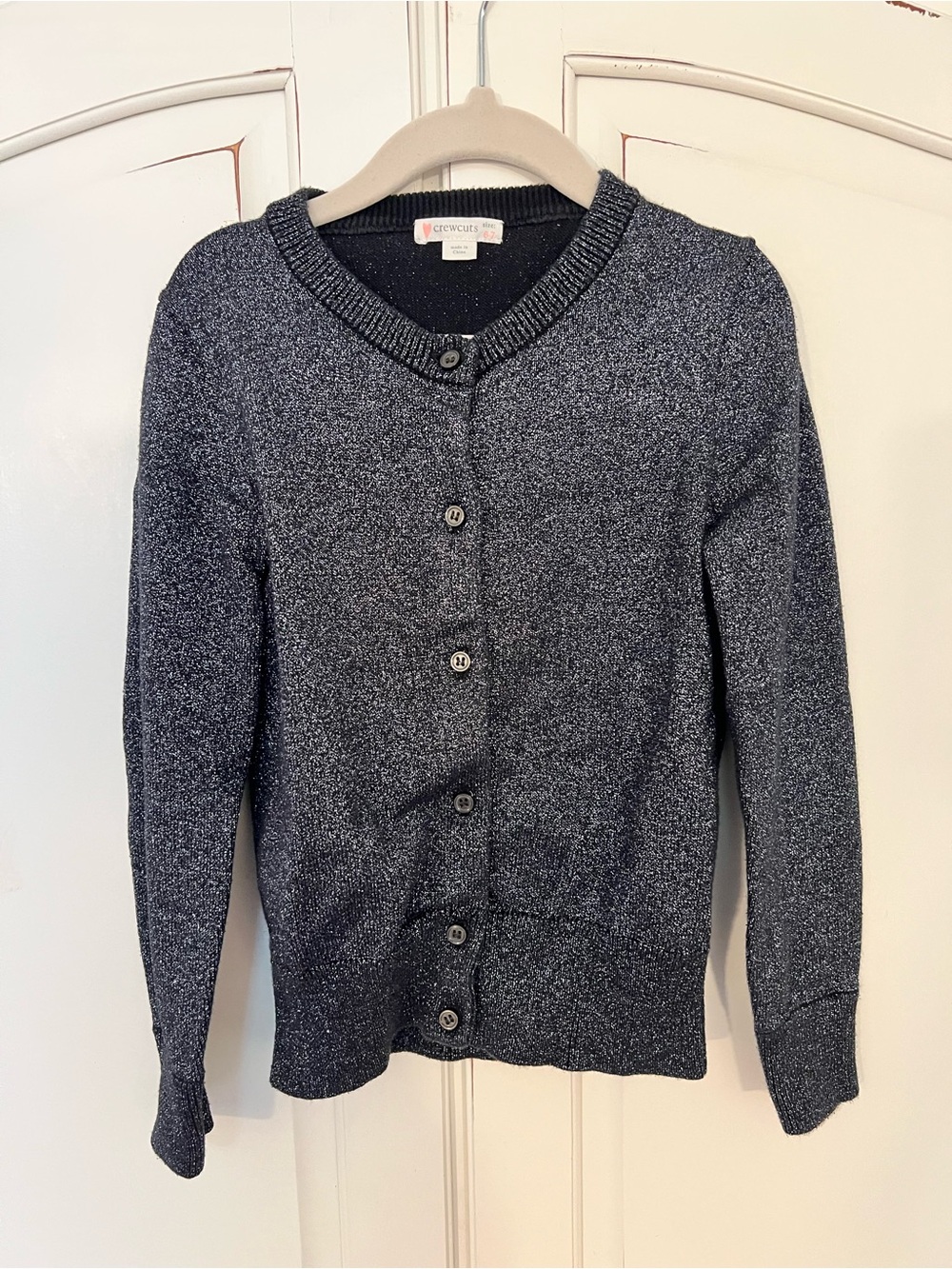 JCrew Crewcuts Girls Black Sparkle Knit Button-Front Cardigan - Size 6-7